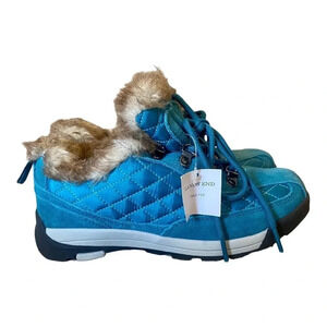 Lands End 420475 Powder Belle Teal Suede Shoe 6.5
